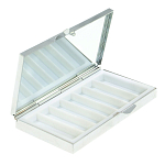 Таблетница карманная прямоугольная на 7 отделений с зеркалом и накладкой из натурального камня Содалит Silver Stone Pillboxes варинант исполнения - 2 | Loft Concept в Самаре