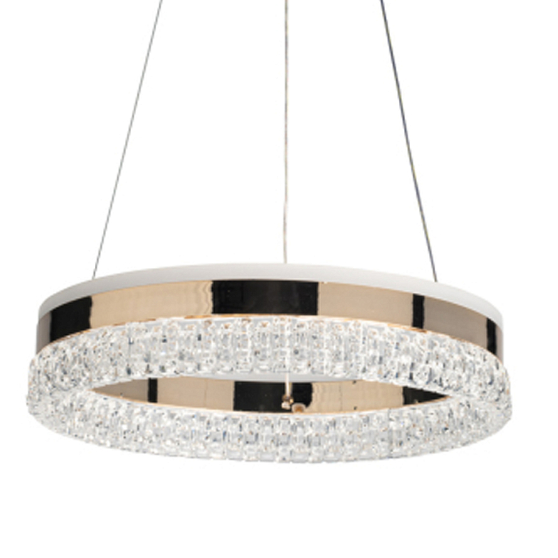 Люстра в виде кольца золотого цвета с прозрачными вставками Radiant Rail Прозрачный Золотой в Самаре | Loft Concept 