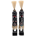 Комплект из 2-х деревянных статуэток Asmat Straw Headdress Statuettes Black Turquoise варинант исполнения - 4 | Loft Concept в Самаре