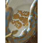 Чаша голубого цвета с оранментом и и бронзовыми фигурами леопардов Eden Garden варинант исполнения - 11 | Loft Concept в Самаре