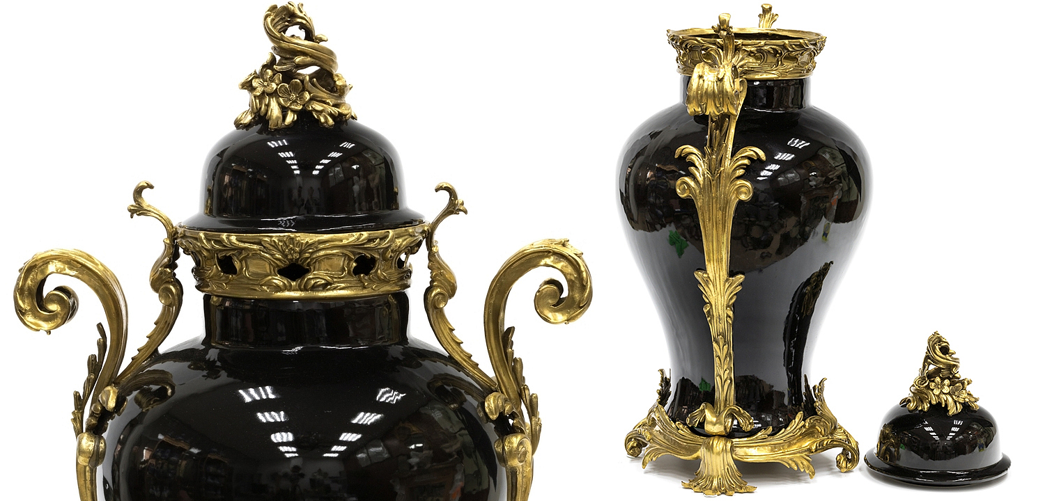 Большая ваза Selenia Black Vase Bronze Patterns Большая ваза Selenia Black Vase Bronze Patterns - Loft-Concept в Самаре