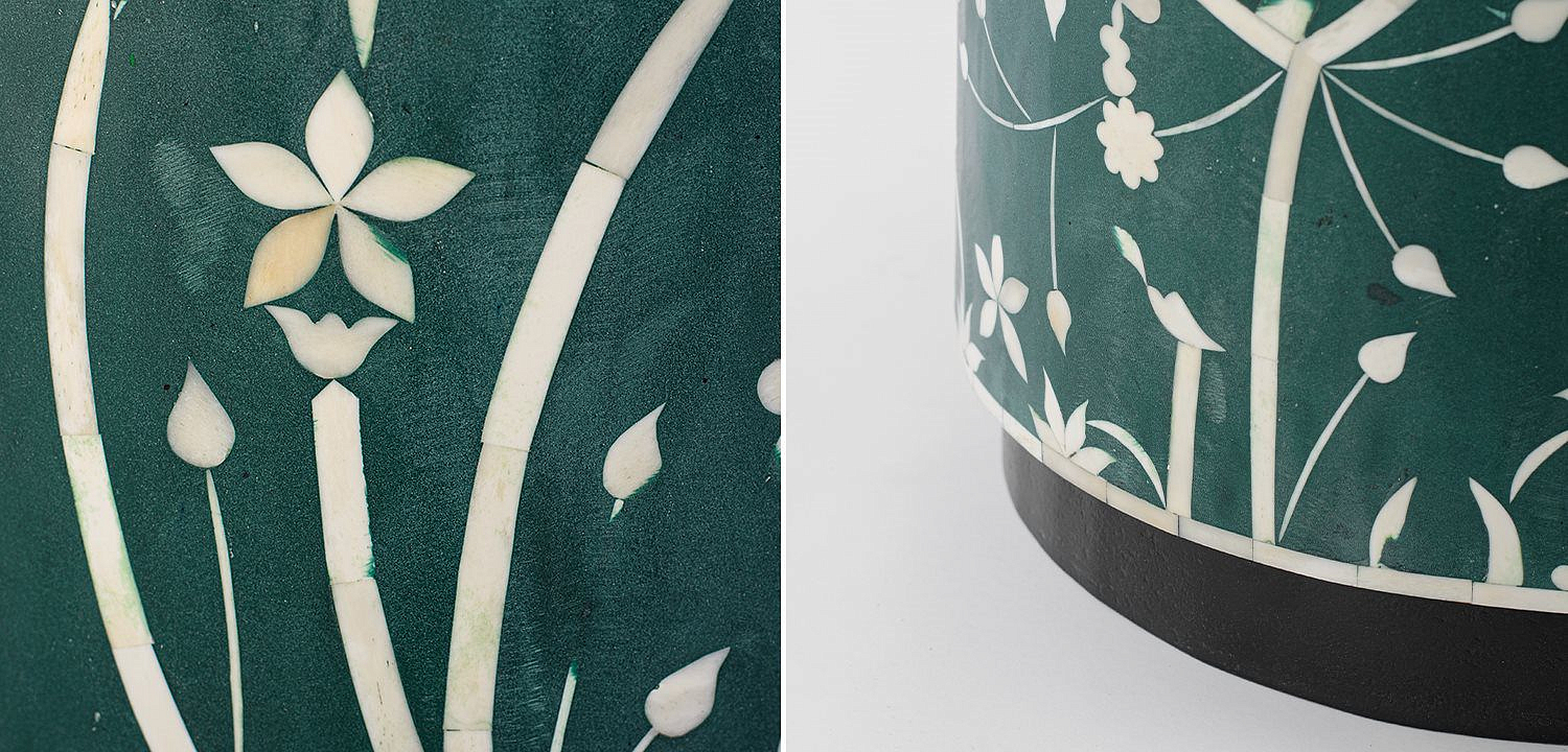 Табурет Green Flower Indian Bone Inlay stool Табурет Green Flower Indian Bone Inlay stool - Loft-Concept в Самаре