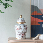 Ваза с нежным цветочным узором в пастельных тонах и крышкой с золотым акцентом Chinoiserie Ceramics варинант исполнения - 5 | Loft Concept в Самаре