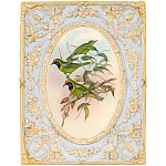 Декоративный постер с изображением птиц в раме с рельефным растительным узором Blooming Birds Poster варинант исполнения - 4 | Loft Concept в Самаре
