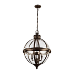 Подвесной светильник бронзового цвета с прозрачным стеклянным плафоном в форме шара в индустриальном стиле на цепи 4 лампы Feiss варинант исполнения - 2 | Loft Concept в Самаре