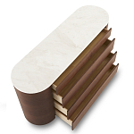 Дизайнерский комод овальной формы с белой столешницей и 4-мя ящиками Gioli варинант исполнения - 1 | Loft Concept в Самаре