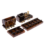 Часы настольные в виде паровоза из натурального камня Обсидиан Train Stone Clock варинант исполнения - 3 | Loft Concept в Самаре