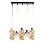 Люстра с 3-мя плафонами волнообразной формы цвета янтарь и 2-мя прозрачными шарообразными плафонами Lucid Rain  варинант исполнения - 2 | Loft Concept в Самаре