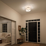 Потолочный светильник с двойным цилиндрическим плафоном из белого стекла и прозрачной органзы Kichler варинант исполнения - 10 | Loft Concept в Самаре