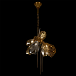 Люстра подвесная со стеклянными плафонами из дымчатого и золотистого с тремя вертикальными подвесками Gilded Mirage  варинант исполнения - 6 | Loft Concept в Самаре