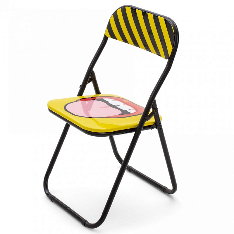 Стул Seletti Folding Chair Tongue Желтый Черный в Самаре | Loft Concept 