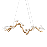 Люстра подвесная линейная с прозрачными стеклянными птичками на ветвях Serip Voa варинант исполнения - 1 | Loft Concept в Самаре