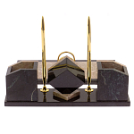 Настольный письменный набор из бежевого мрамора с часами Marble Accessory варинант исполнения - 3 | Loft Concept в Самаре