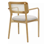 Стул обеденный с мягким сиденьем и спинкой из плетеного ротанга Wood and Textile Chair варинант исполнения - 3 | Loft Concept в Самаре