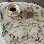 Журнальный стол из эпоксидной смолы с цветами White Flowers Epoxy Resin Coffee Table варинант исполнения - 4 | Loft Concept в Самаре