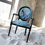 Полукресло из массива бука бирюзовое с изображением птиц и цветов Turquoise Chinoiserie Garden Chair варинант исполнения - 6 | Loft Concept в Самаре