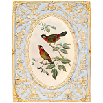 Декоративный постер с изображением птиц в раме с рельефным растительным узором Blooming Birds Poster варинант исполнения - 7 | Loft Concept в Самаре