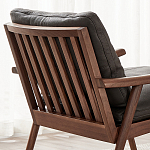 Кресло c каркасом из массива дерева и мягкой кожаной обивкой Walnut Armchair варинант исполнения - 9 | Loft Concept в Самаре