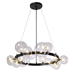 Люстра круглая подвесная с 15-ю прозрачными шарообразными плафонами из стекла Iona chandelier варинант исполнения - 8 | Loft Concept в Самаре