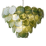 Люстра из зеленых стеклянных дисков с перламутровым эффектом Green Glowing Glaze варинант исполнения - 6 | Loft Concept в Самаре
