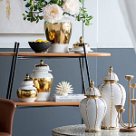 Ваза с золотыми полосами на белом фоне Chinoiserie Ceramics варинант исполнения - 4 | Loft Concept в Самаре