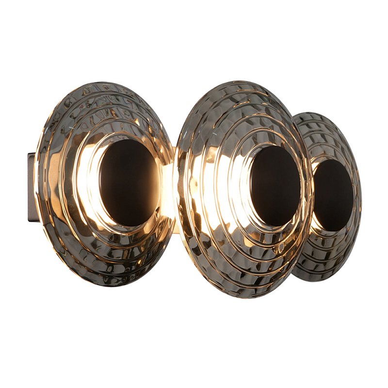 Бра из трех стеклянных фактурных дисков Eyepiece Прозрачный Янтарный Дымчатый (Smoke) в Самаре | Loft Concept 