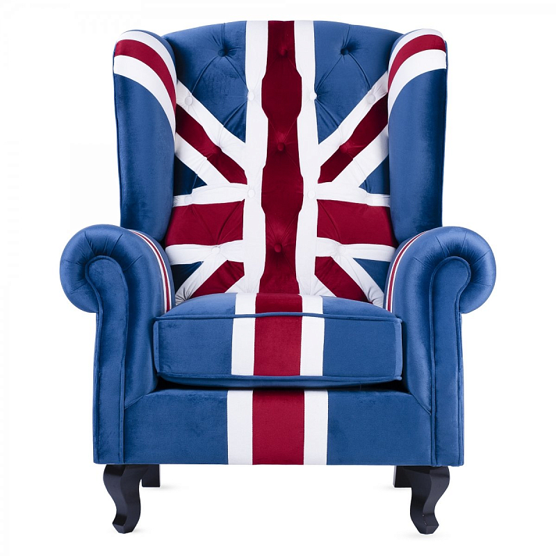 Кресло Armchair Union Jack velvet Белый Синий Красный в Самаре | Loft Concept 