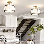 Потолочный светильник со светлым текстильным абажуром Hinkley варинант исполнения - 10 | Loft Concept в Самаре