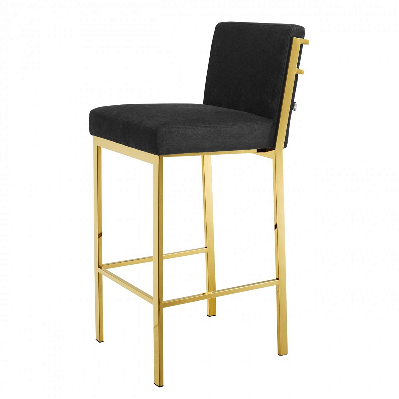 Барный стул Eichholtz Bar Stool Scott Gold Черный Глянцевое золото в Самаре | Loft Concept 