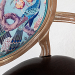 Полукресло из массива бука с сиденьем из экокожи и цветочным принтом на спинке Chinoiserie Garden Chair варинант исполнения - 2 | Loft Concept в Самаре