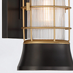 Настенный фонарь цилиндрической формы с рифленым стеклом в золотом каркасе на черном прямоугольном основании Eurofase варинант исполнения - 14 | Loft Concept в Самаре