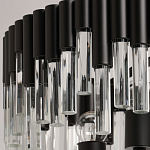 Люстра круглая из матового черного металла с подвесками из прозрачных стеклянных трубок Noir Tubes варинант исполнения - 7 | Loft Concept в Самаре