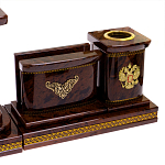 Настольный письменный набор с часами и визитницами из природного камня обсидиана Royal Present варинант исполнения - 3 | Loft Concept в Самаре