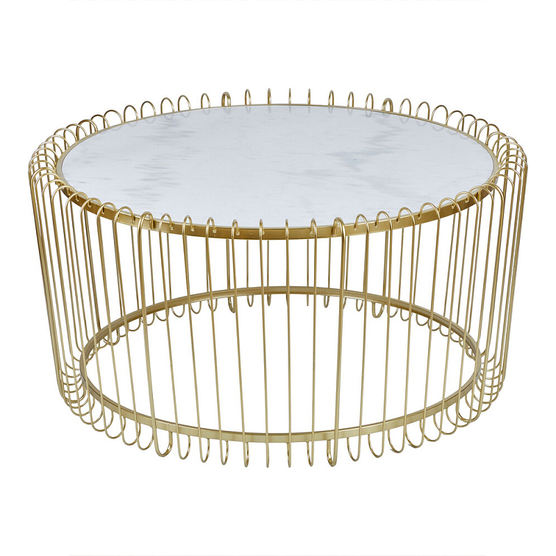 Журнальный столик с столешницей из мрамора на металлическом основании Table Vertical Planes Белый Золотой в Самаре | Loft Concept 