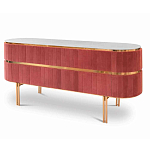 Дизайнерский комод овальный с розовой бархатной обивкой Edith варинант исполнения - 1 | Loft Concept в Самаре