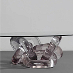 Дизайнерский журнальный стол с круглой прозрачной столешницей и основанием в виде цепи Hua Wang варинант исполнения - 1 | Loft Concept в Самаре