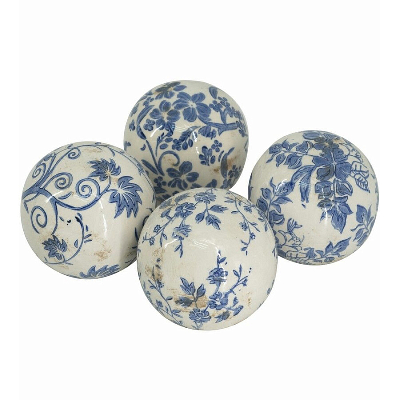  Набор керамических шаров с синей росписью Oriental Blue & White Ornament Vases Белый Синий в Самаре | Loft Concept 