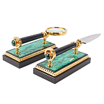 Настольный письменный набор из малахита и долерита с декором в виде герба России Leader Organizer варинант исполнения - 5 | Loft Concept в Самаре