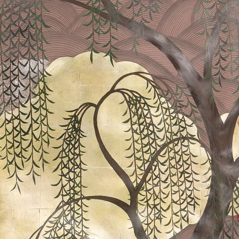 Обои ручная роспись Willow & Waves Original colourway on Edo painted Xuan paper with antiquing Обои ручная роспись Willow & Waves Original colourway on Edo painted Xuan paper with antiquing в Самаре | Loft Concept