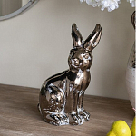 Статуэтка заяц из текстурированной терракоты и покрытый глянцевой краской под бронзу Rabbit Charm  варинант исполнения - 5 | Loft Concept в Самаре