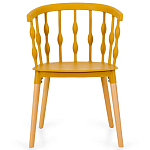 Пластиковый стул на ножках из массива бука Ferret Spiral Mustard варинант исполнения - 2 | Loft Concept в Самаре