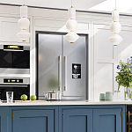 Подвесной светильник белого цвета с тремя геометрическими плафонами Alora Mood варинант исполнения - 12 | Loft Concept в Самаре