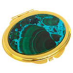 Зеркало карманное складное овальное из натурального камня Малахит с Хризоколлой Gold Stone Mirrors варинант исполнения - 1 | Loft Concept в Самаре