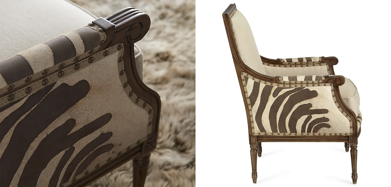 Кресло Massoud Annie Zebra Washed Leather Linen Chair Кресло Massoud Annie Zebra Washed Leather Linen Chair - Loft-Concept в Самаре