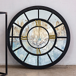 Зеркало настенное в чёрной металлической раме в виде часов Mirror Tower Clock варинант исполнения - 3 | Loft Concept в Самаре