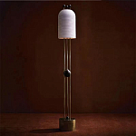 Торшер с белым фактурным абажуром и декором из черных сфер Echoes of Light варинант исполнения - 1 | Loft Concept в Самаре