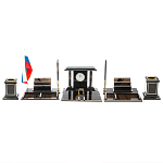 Настольный письменный набор с часами из природного камня обсидиана Team leader варинант исполнения - 1 | Loft Concept в Самаре