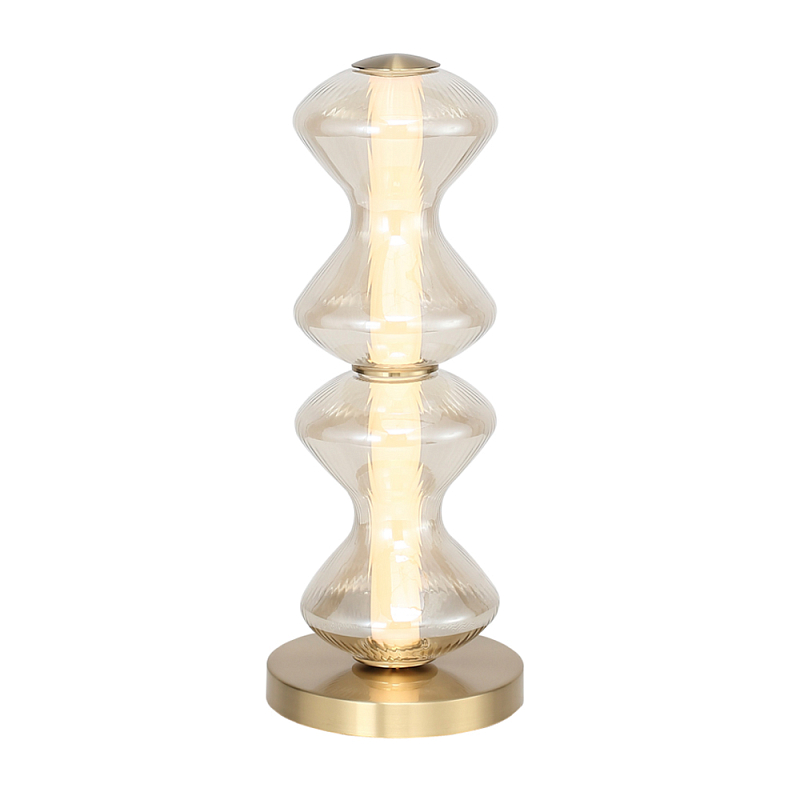 Настольная лампа светодиодная с волнообразным плафоном Amphora of Light Коньяк Золотой в Самаре | Loft Concept 