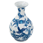 Ваза с мотивами цветущего сада с попугаями Blue Vase Inspired by Nature варинант исполнения - 1 | Loft Concept в Самаре