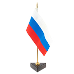 Флагшток настольный с флагом России из камня обсидиан Stone Flagpole варинант исполнения - 2 | Loft Concept в Самаре